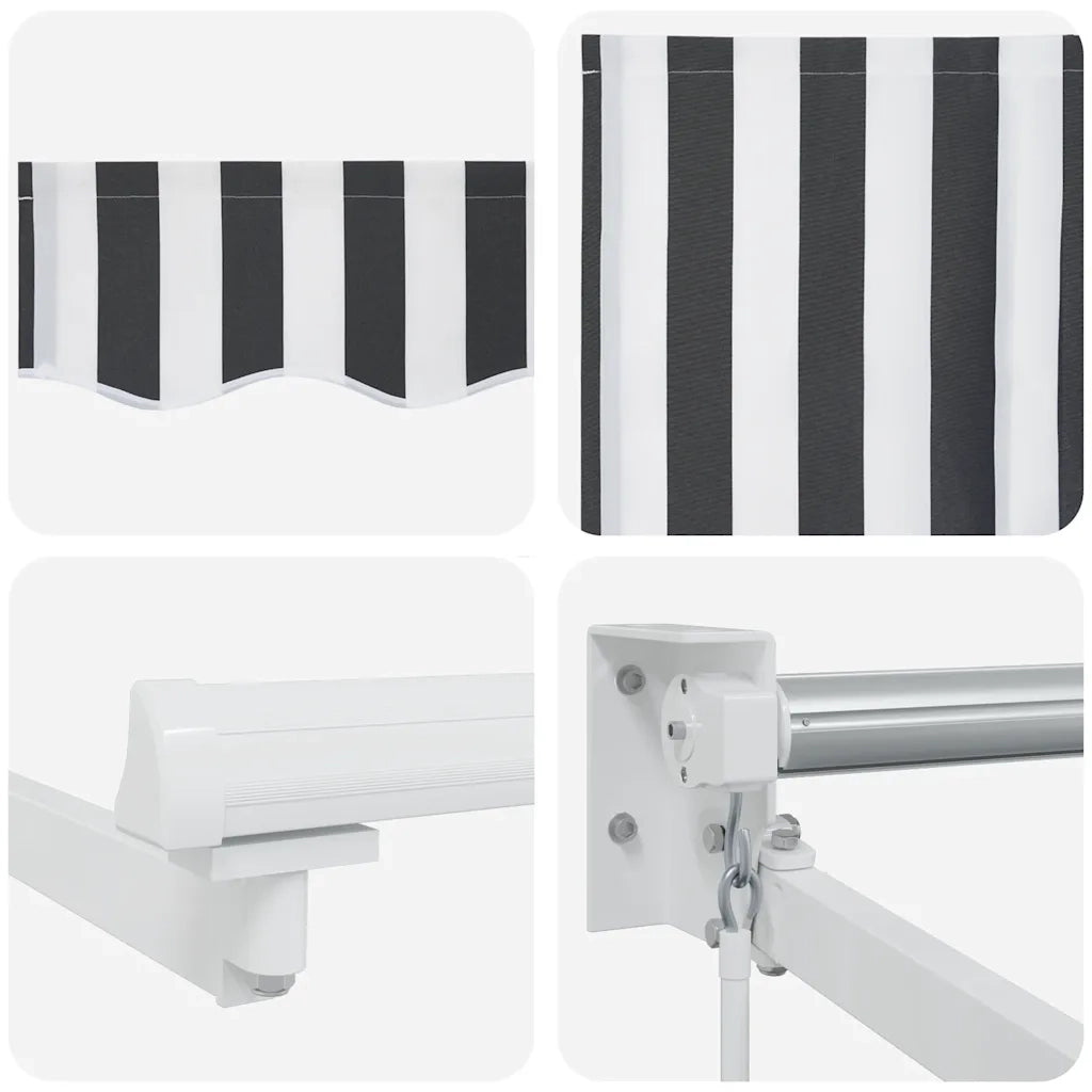vidaXL Tenda Retrattile Antracite e Bianca 4,5x3 m Tessuto e Alluminio