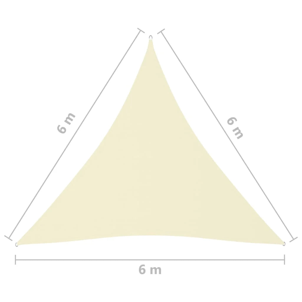 Vela ombreggiante triangolare in tessuto Oxford 6 x 6 x 6 m crema 02_0009948