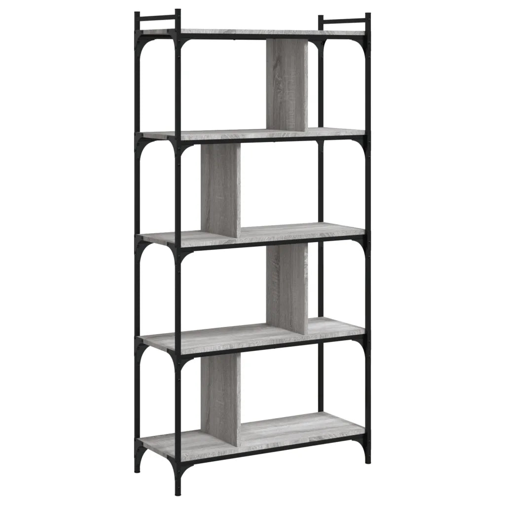 Libreria-Scaffale per Libri-Mobile di Stoccaggio Grigio Sonoma 5 Ripiani 76x32x158 cm Legno Multistrato