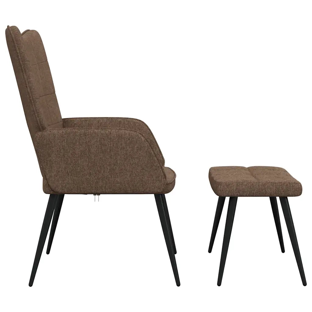 Sedia Relax con Sgabello Marrone in Tessuto 327955