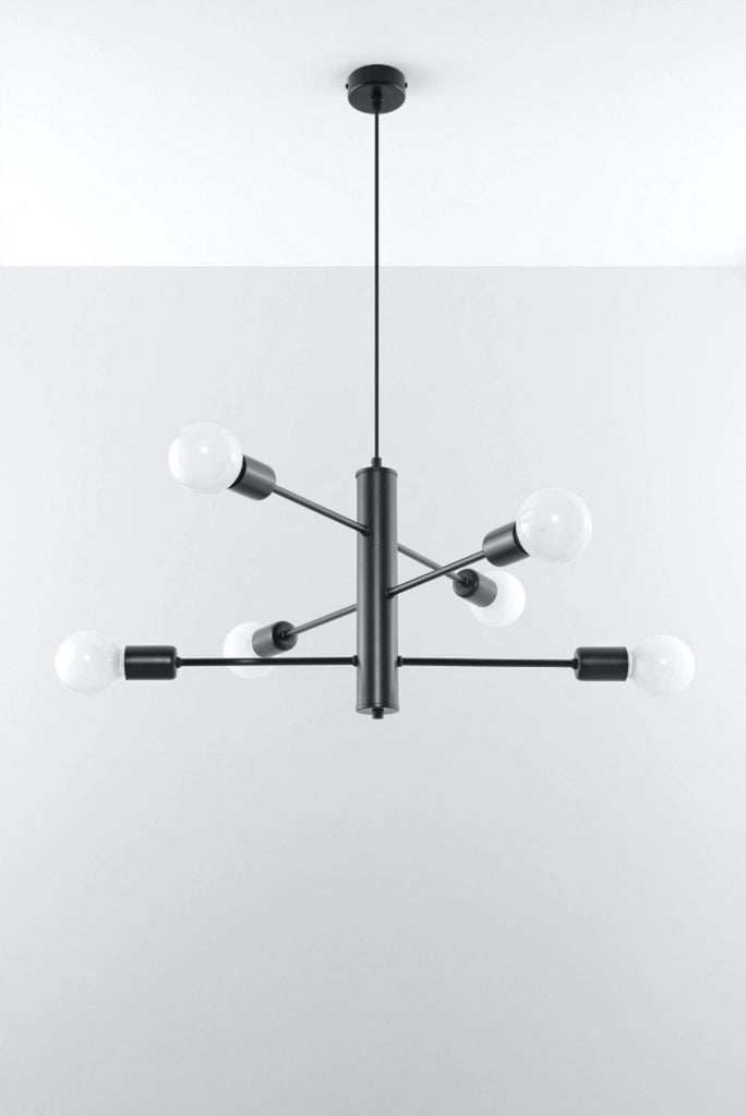 Lampadario DUOMO 6 luci nero metallo E27 Sollux SL.0305