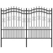 Recinzione da Giardino | Recinzione da cortile KAMPEN con Punta a Lancia Nera 240x150 cm in Acciaio
