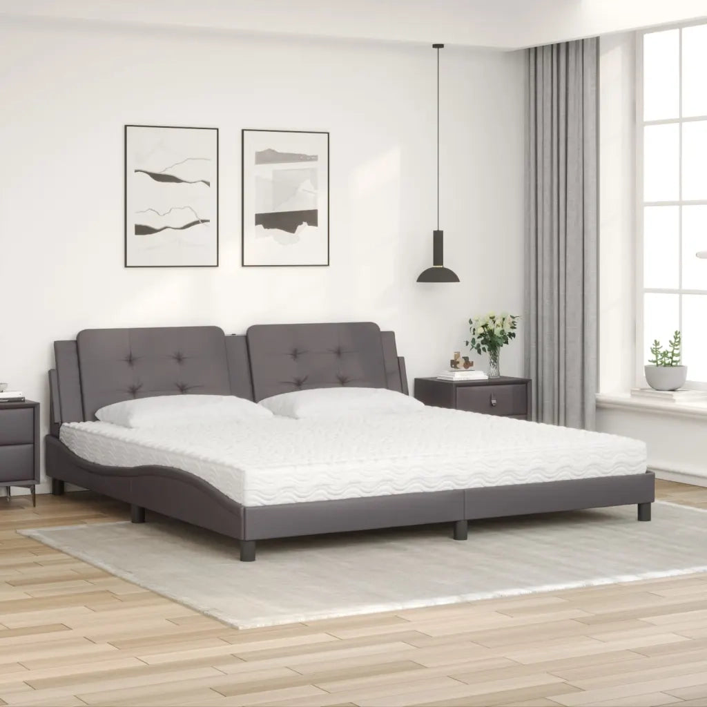 Letto con Materasso Zadar Grigio 200x200 cm in Similpelle 3208890