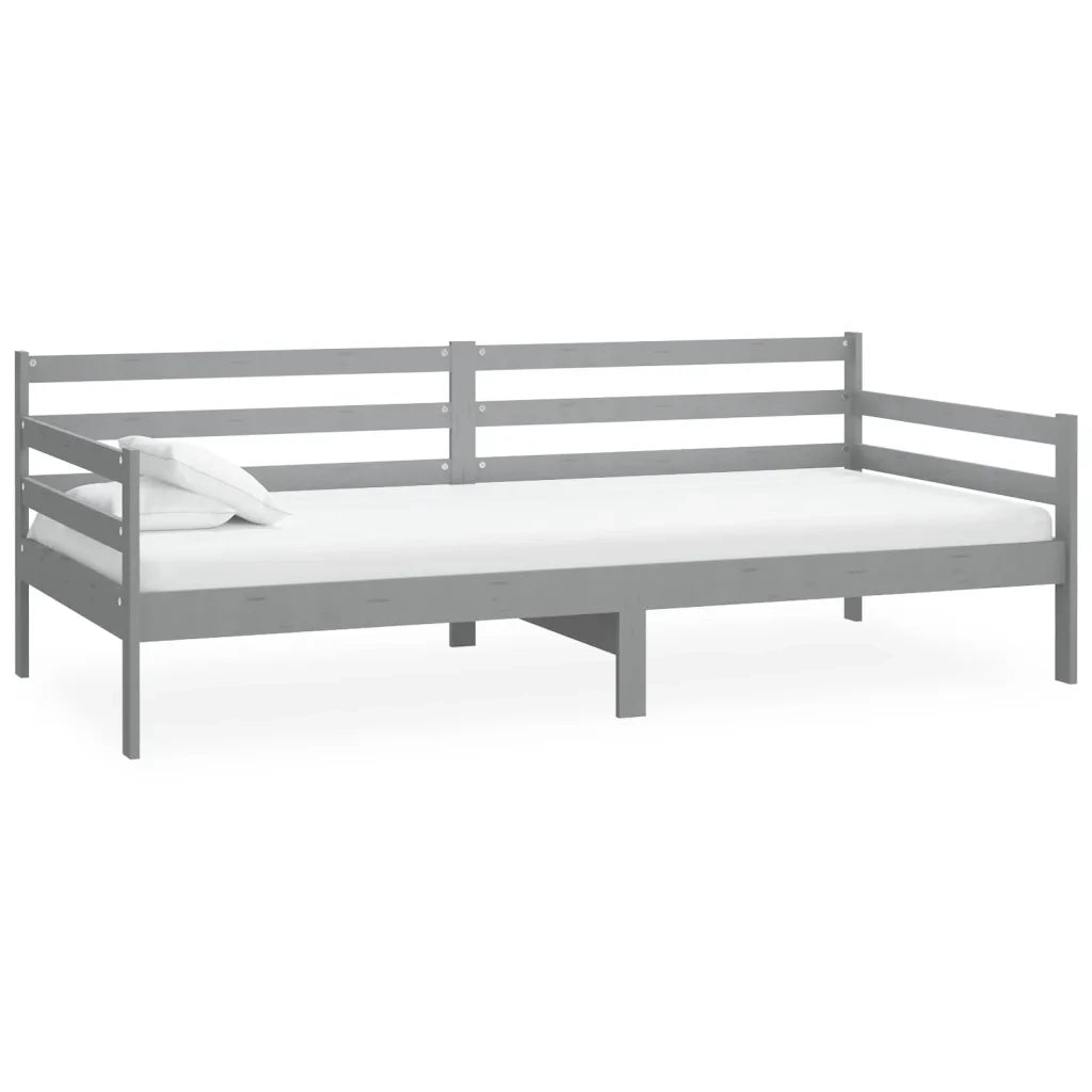 Divano Letto con Materasso 90x200 cm Grigio in Legno di Pino 3083601
