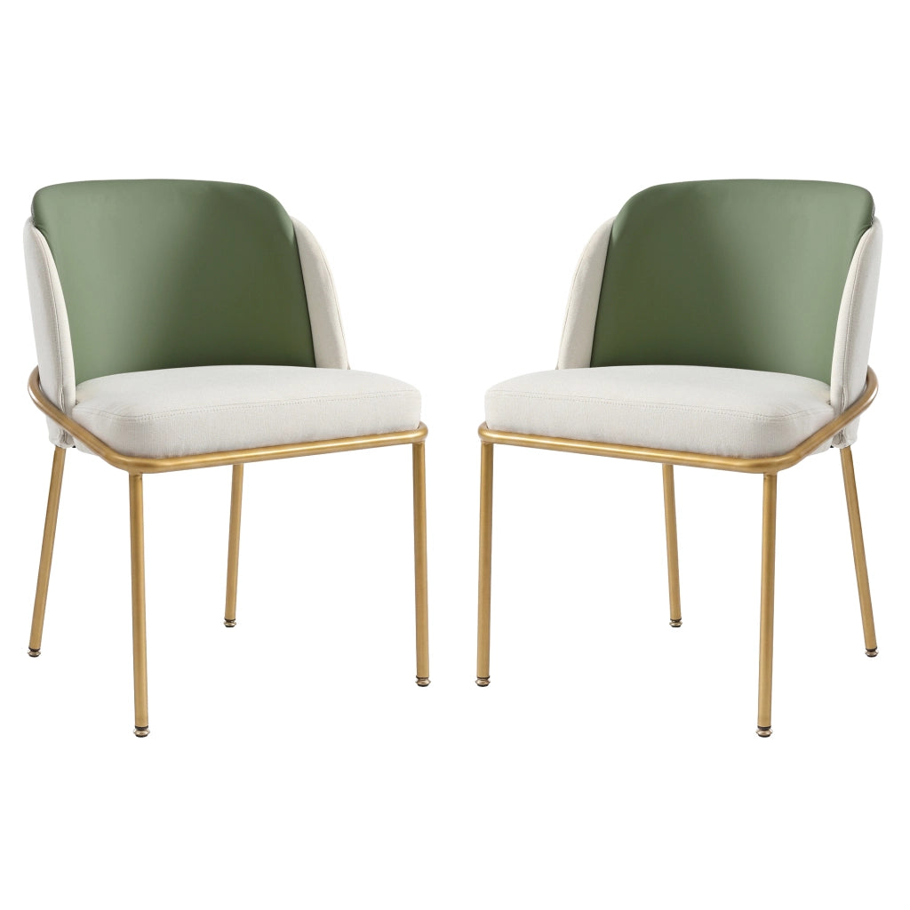 SEDIA da pranzo minimalista 44,5x50,8 cm in metallo e legno Beige/Verde/Oro