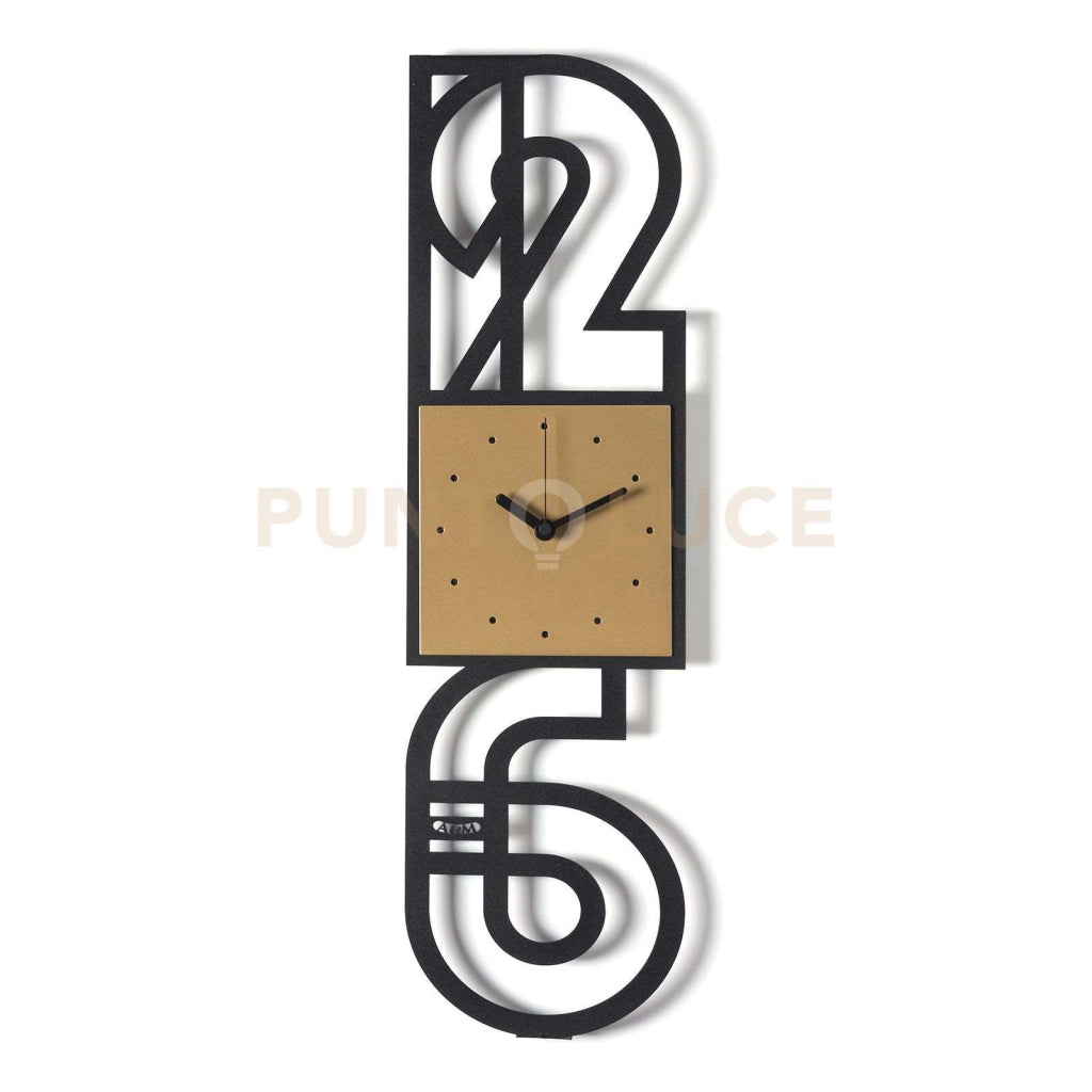 Orologio da parete di design Neville Nero,oro laccato