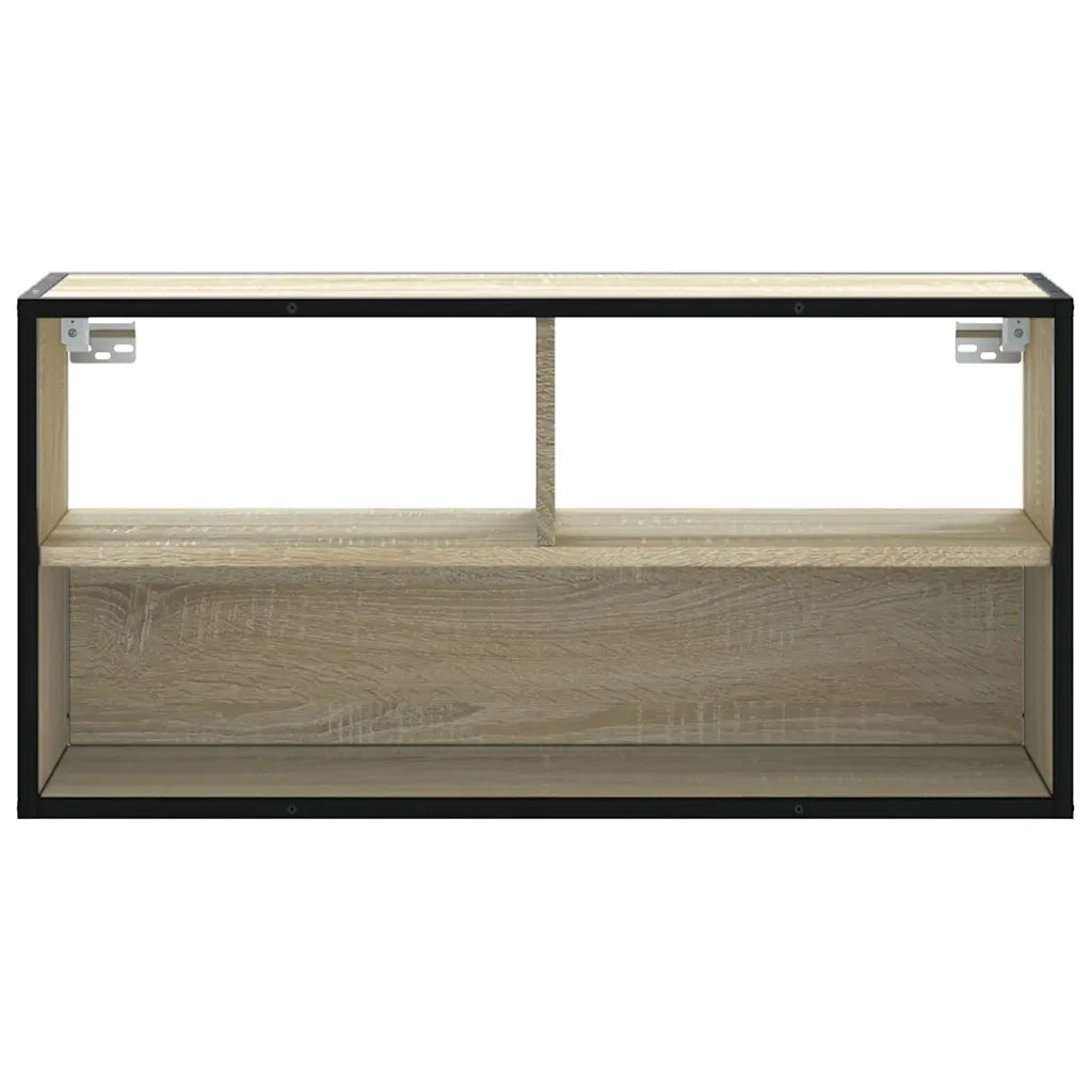 Mobile TV Rovere Sonoma 80x31x39,5 cm Legno Multistrato Metallo