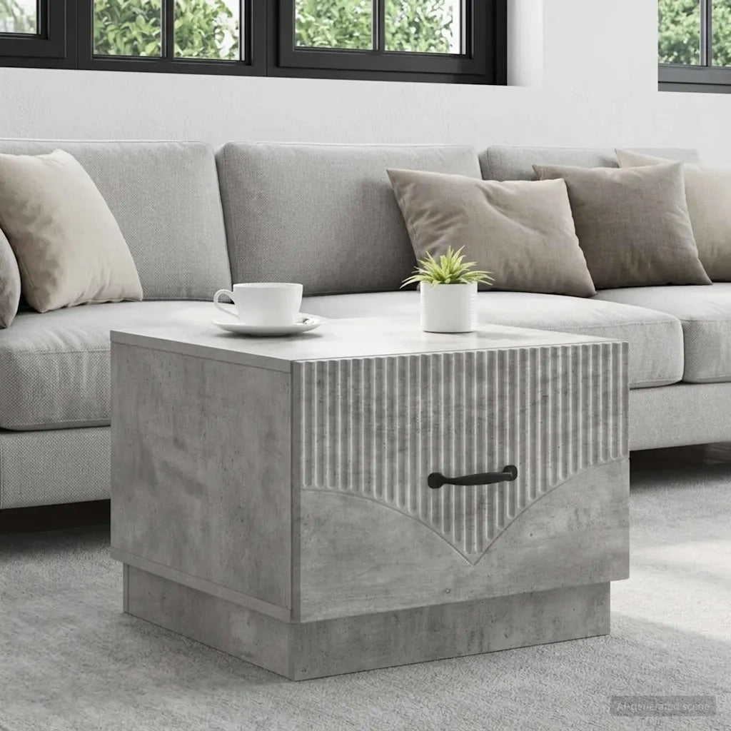 Tavolino da salotto con cassetto Grigio Cemento 49 x 50 x 37 cm 895428
