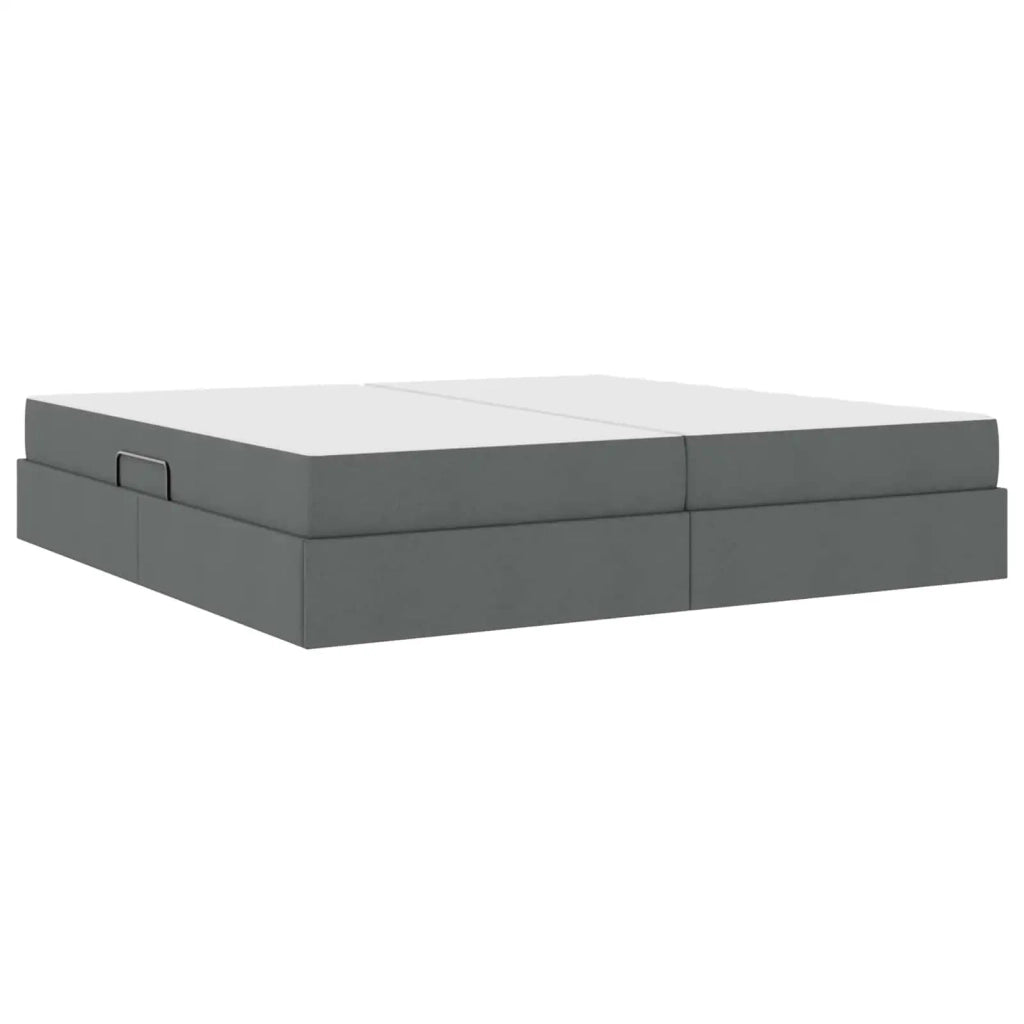 Letto con contenitore e materasso Grigio scuro 200 x 200 cm