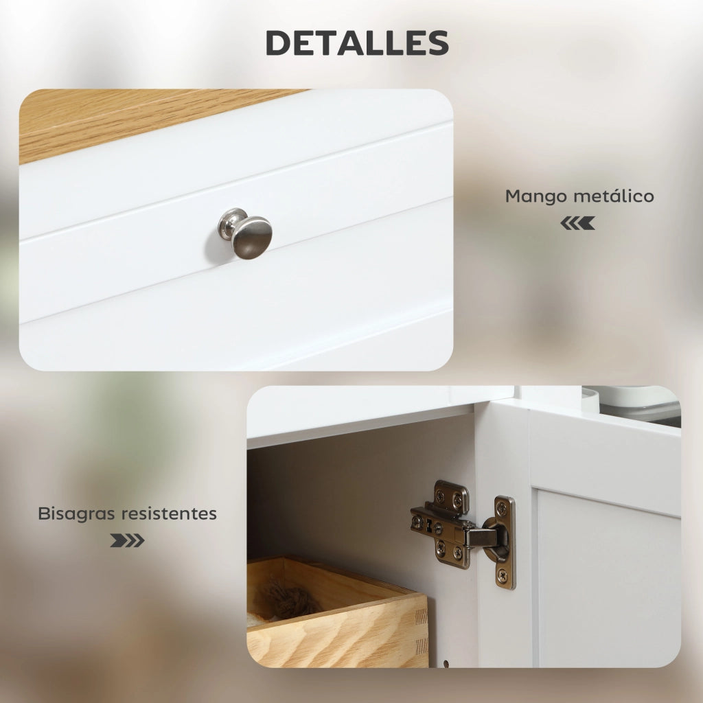 Armadio Bianco con 2 Ante a Vetro e 2 Cassetti ¨C zephmum ¨C 120x40x90 cm