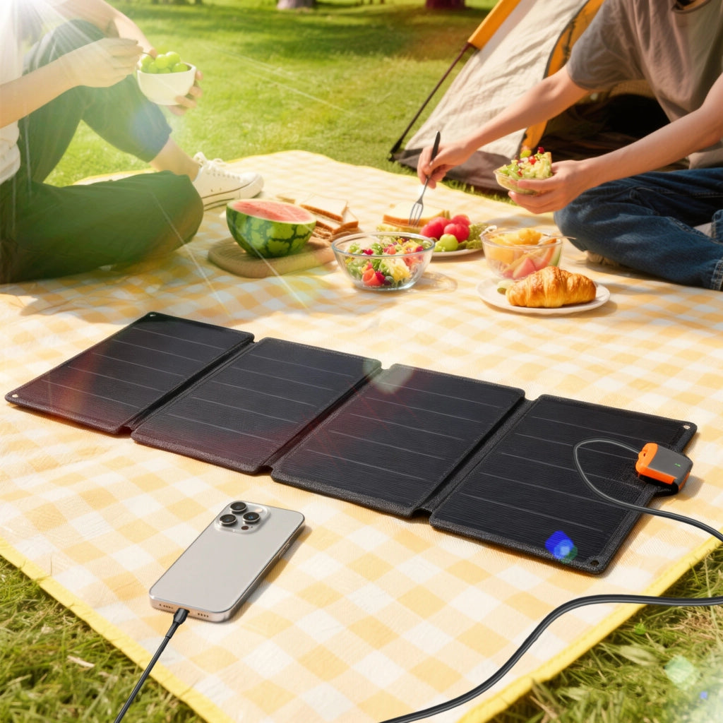 Pannello Solare Portatile 36W ¨C zephmum ¨C Impermeabile, Pieghevole, Grigio