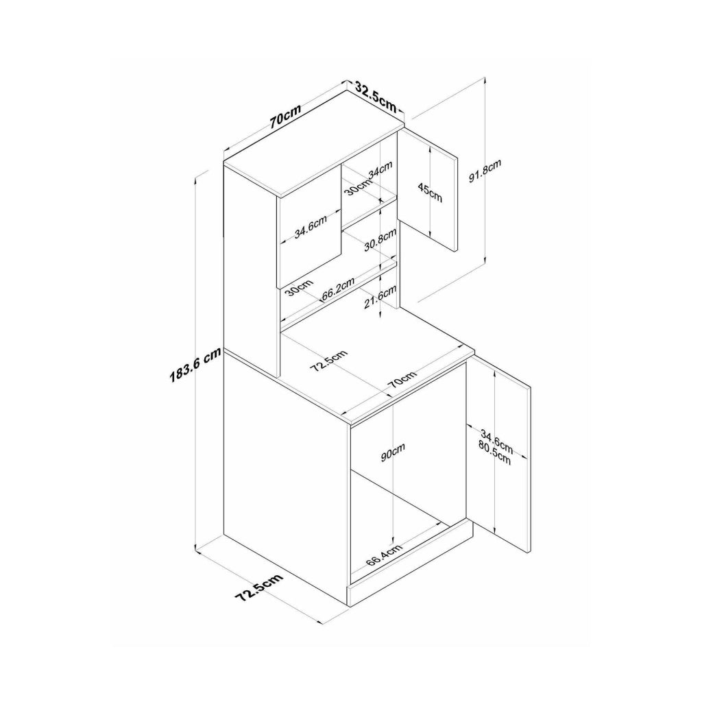 Armadio multiuso grande Marty, Mobile multifunzionale, Mobiletto scarpiera, Guardaroba porta scarpe, 70x73h184 cm, Bianco e Noce