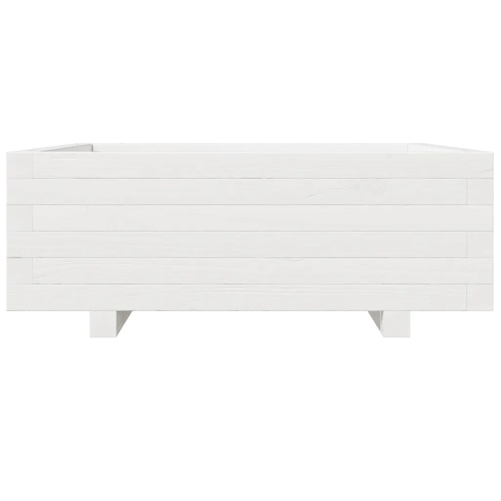 Fioriera | Cassetta per fiori | Vaso da Giardino Bianca 70x70x26,5cm Legno Massello di Pino