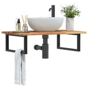 Ripiano a Parete per Lavabo in Acciaio e Massello di Acacia 3302829