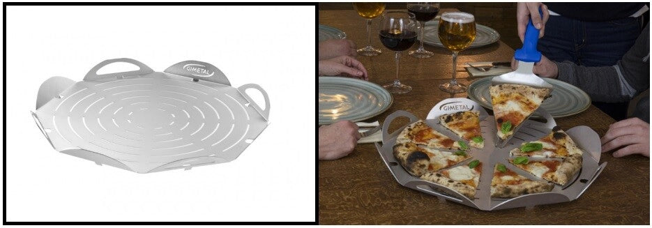 Tagliere Vassoio in Alluminio Pizza Tagliapizza con Piedini GiMetal 33 cm