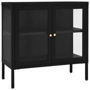 Buffet credenza cassettiera armadio mobile contenitore organizer per cucina soggiorno salotto 70 x 35 x 70 cm acciaio e vetro nero 02_0036106