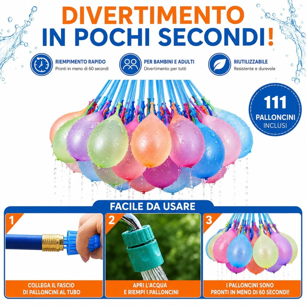 148 Palloncini d’Acqua Autosigillanti Riempimento Rapido 60 Secondi 668597