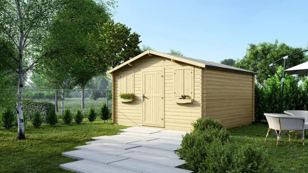 Casetta da giardino in legno - 16m2 - 4x4m - 28mm - colore: naturale - DOM149 - ALTANKA