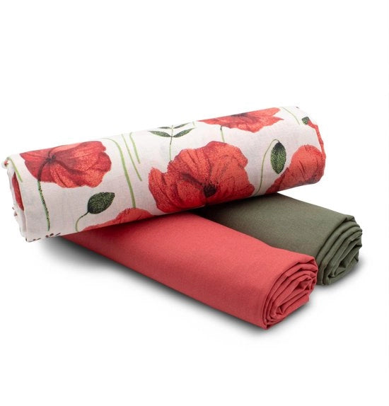 Set di tessuto in cotone a 1,5m design + 2x selezione di tessuto a colori omologati 100% cotone (Set79)