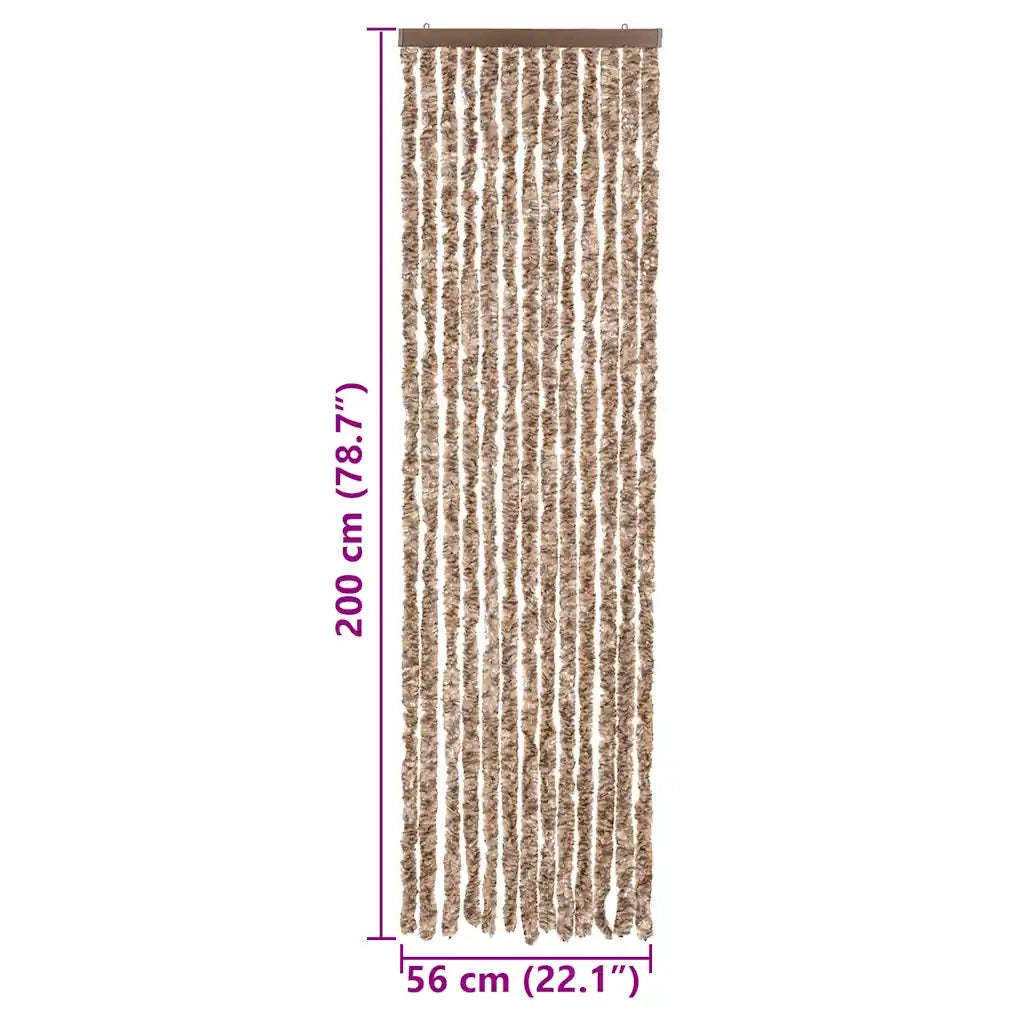 Tenda Antimosche Beige e Marrone Scuro 56x200 cm in Ciniglia CFW7495056