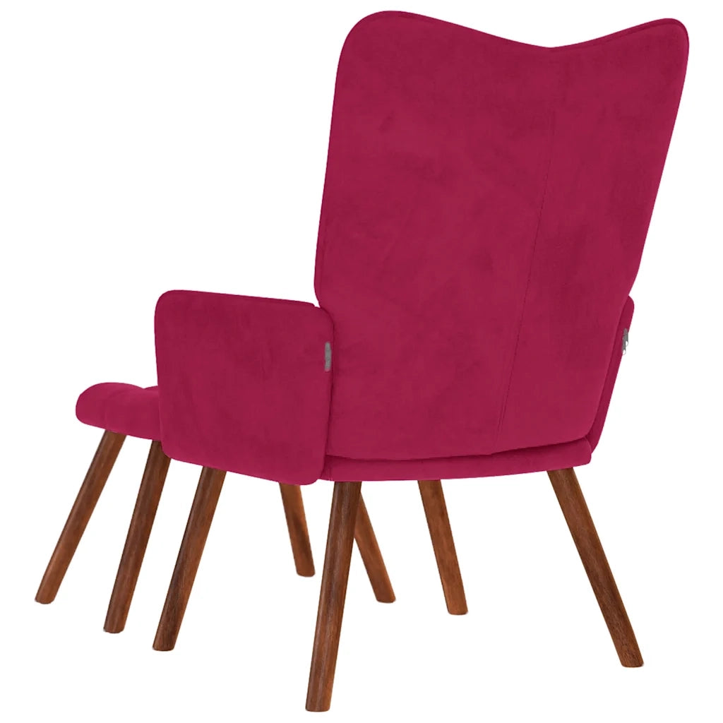 Divano Sedia-Poltrona Relax con Poggiapiedi Rosso Vino in Velluto 920242
