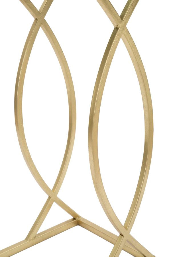 Tavolinetto da Divano Glam 45,5x25,5x60 cm in Ferro e Vetro Nero e Oro