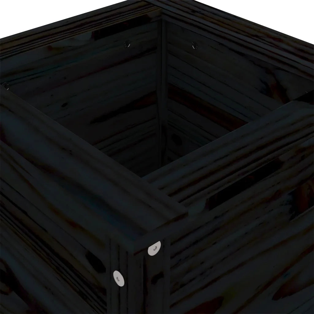 Fioriera da Giardino-Vaso da Esterno-Contenitore per Piante Nera 40x40x78 cm Legno Massello di Pino