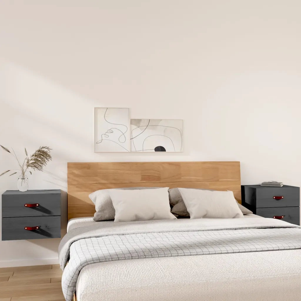 Set di 2 Comodini | Armadio da Notte | Mobiletto da notte a Muro Grigio 50x36x40 cm