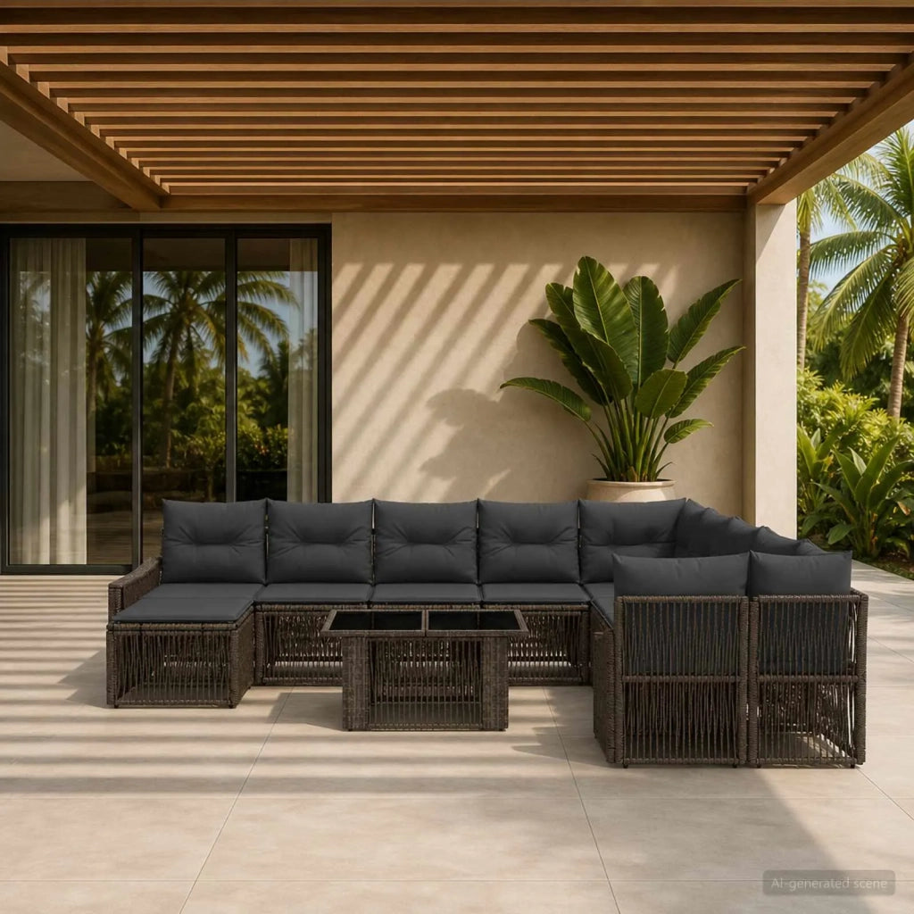 Set Divano da Giardino 12 pz Grigio e Grigio Scuro polyrattan 3437345