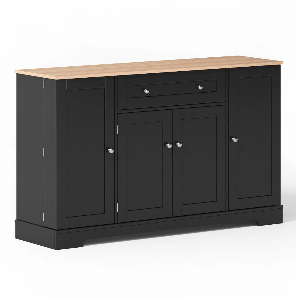 Credenza da cucina 138 x 40 x 85 cm in MDF nero, con cassetto e antiribaltamento