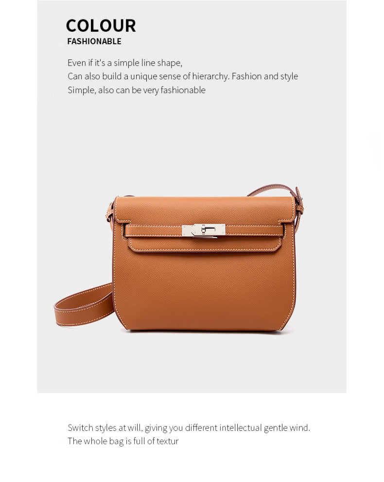 Borsa a tracolla da donna in vera pelle, colore marrone.
