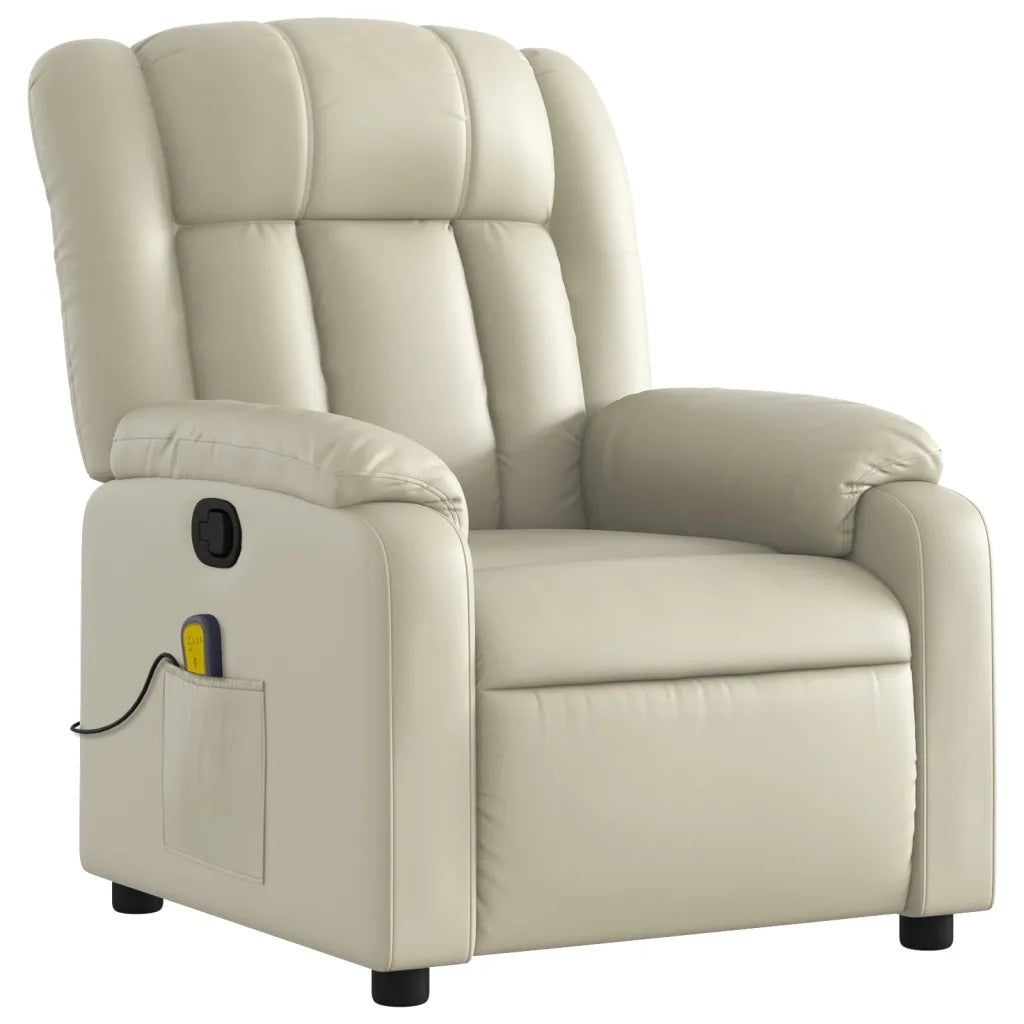 Divano Sedia-Poltrona reclinabile massaggiante in Similpelle Crema 616844