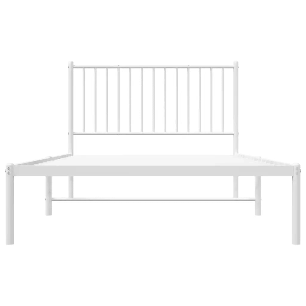 Letto singolo | Letto per adulti | Giroletto con Testiera Metallo Bianco 107x203 cm