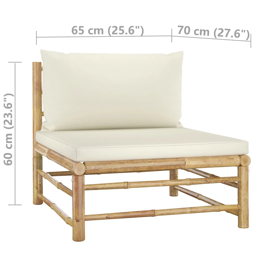 Set Divani da Giardino 3 pz con Cuscini Bianco Crema in BambÃ¹ cod mxl 40749