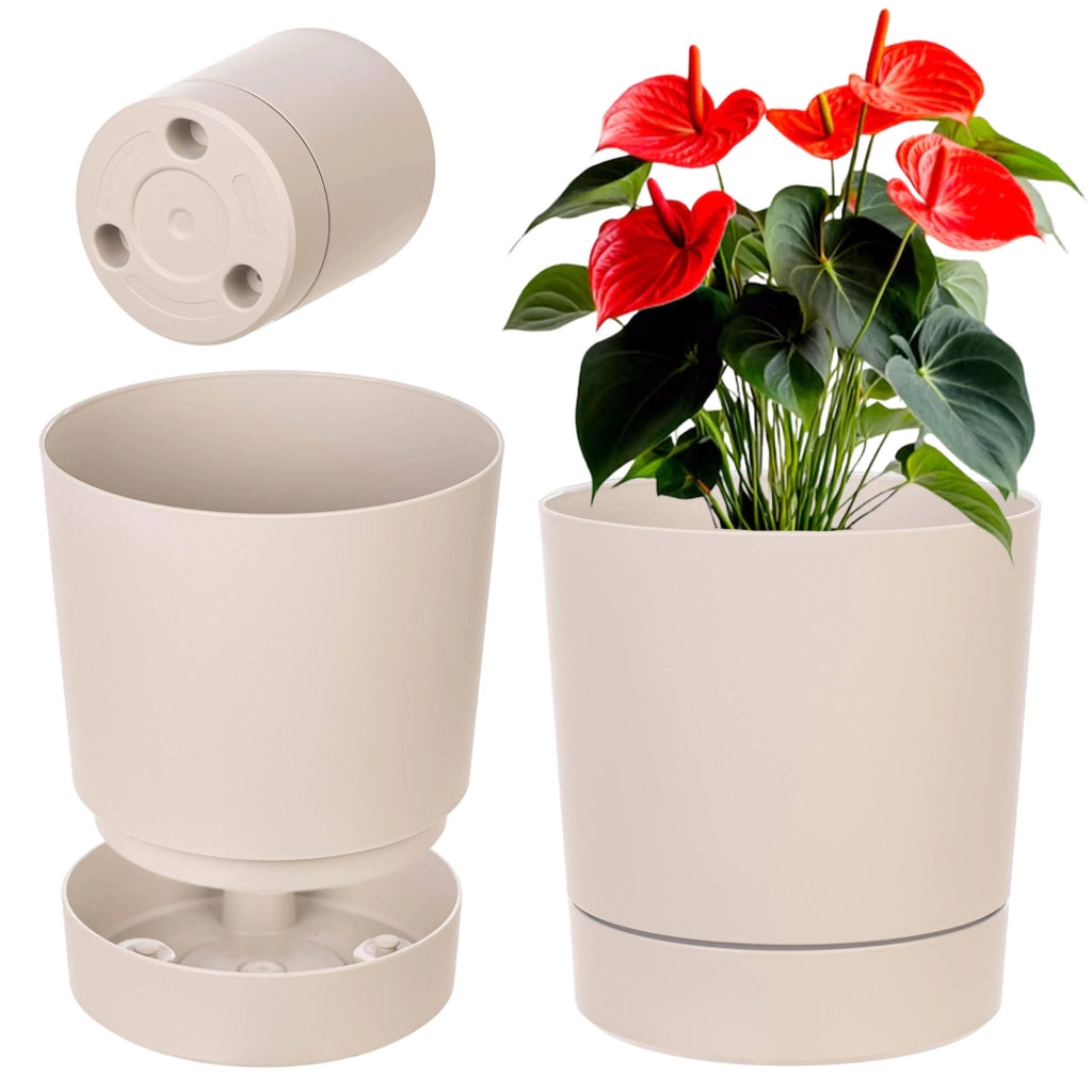 Vaso da fiori KADAX con supporto, rotondo, in plastica, 20 cm
