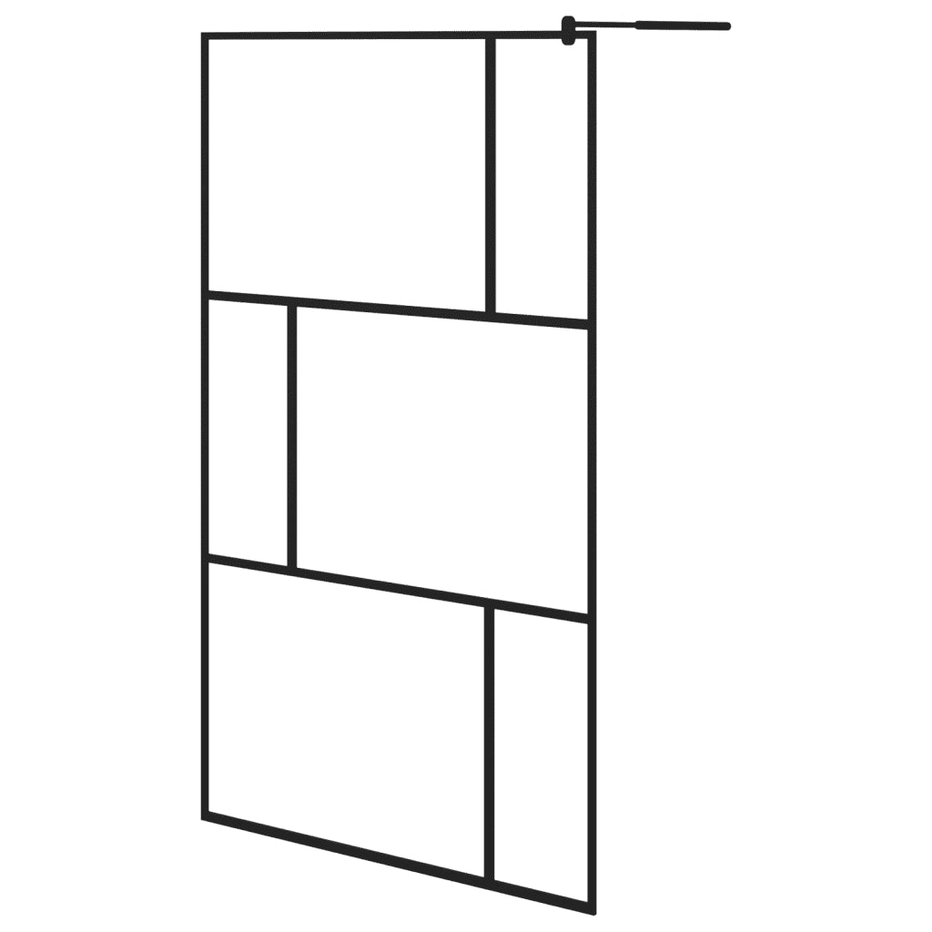 Parete per Doccia Walk-in in Vetro Temperato Nera 115x195 cm 149155