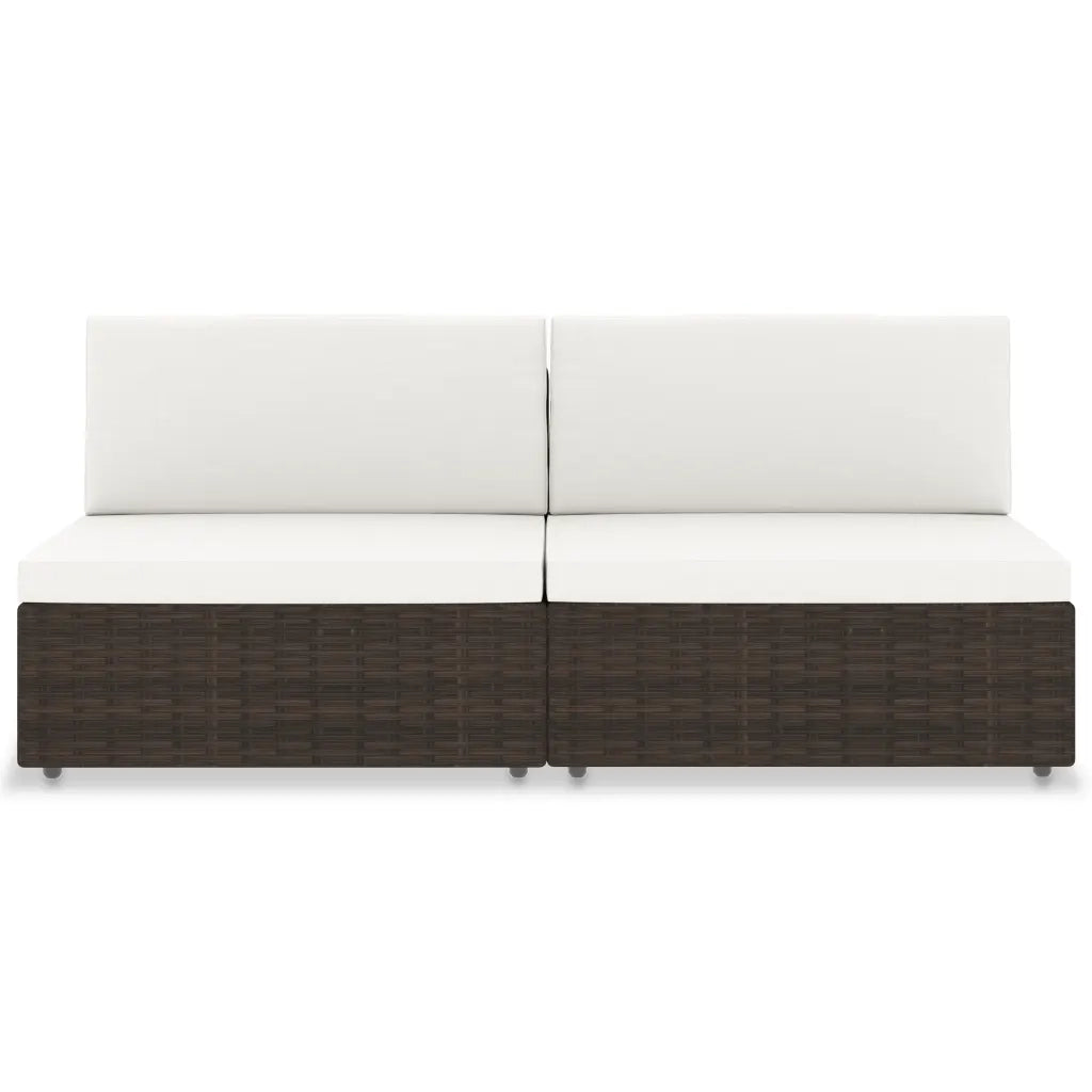 Divano Modulare a 2 Posti in Polyrattan Marrone cod mxl 65147
