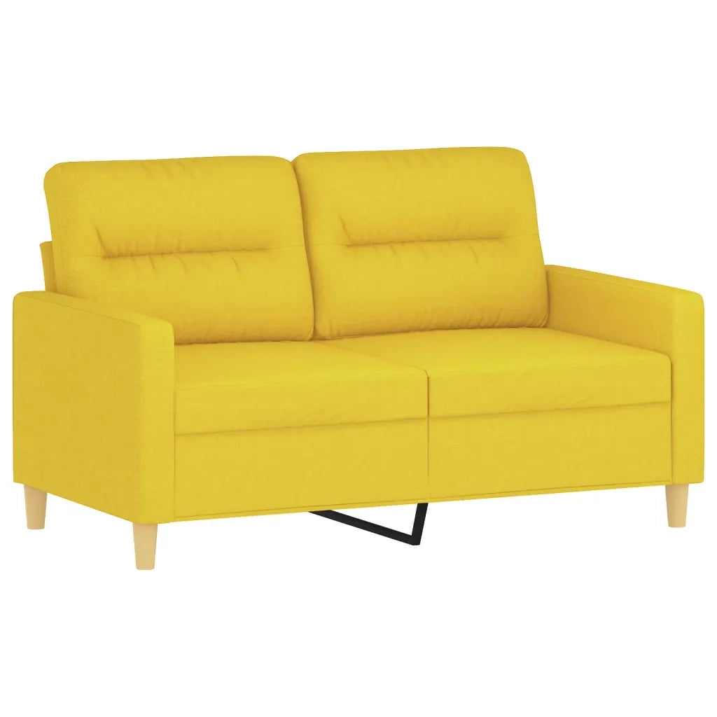 Set di Divani 2 pz con Cuscini Giallo Chiaro in Tessuto