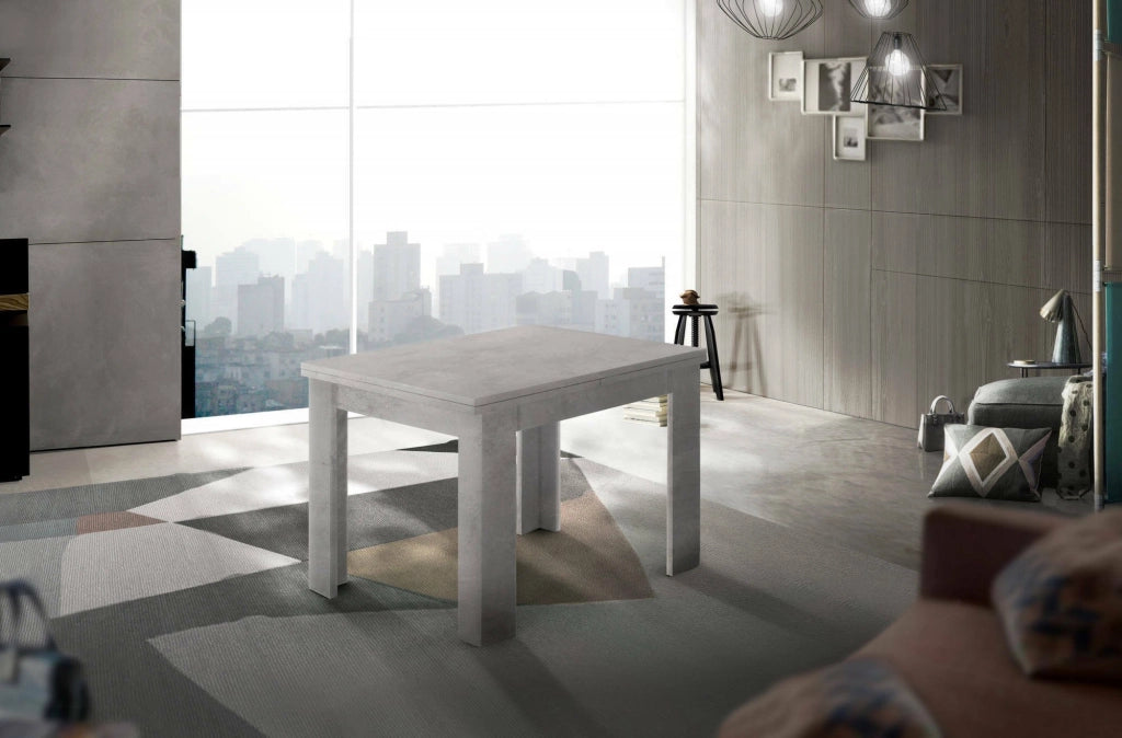 Tavolo da pranzo con apertura a Airin, Made in Italy, Consolle ausiliare da cucina, Tavoloallungabile, cm 90x90h75, Grigio Cenere