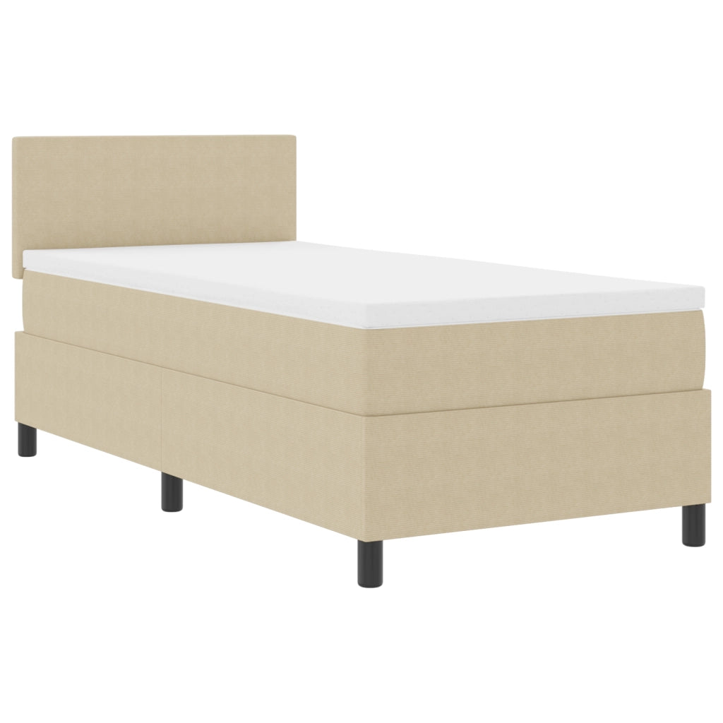 Letto con Rete a Molle e Materasso Verde Chiaro Grigio 80x200 cm Tessuto Corduroy