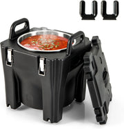 30 L Contenitore Termico Portatile per cibi e bevande, contenitore per alimenti in Acciaio Inox con 2 Maniglie e 4 Ruote, Thermos per Alimenti per Catering Campeggio, Nero