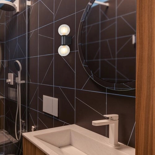 Applique bagno moderna nera opaca 2xG9 IP44 Colzar Rabalux