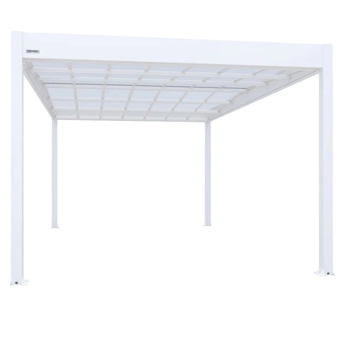 Tettoia per auto in alluminio PONENTE 5,09 x 3,26 x h 2,34 m, colore bianco