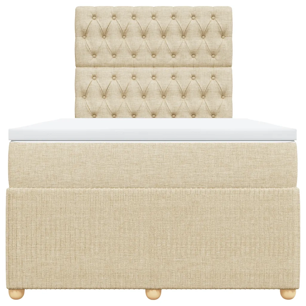 vidaXL Giroletto a Molle con Materasso Crema 120x190 cm in Tessuto