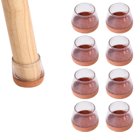 8 pezzi di protezione per gambe di sedie per pavimenti in legno, doppi siliconici rotondi con cuscinetti in velluto per gambe con inclinazione di 15-25°, copriprotettori per gambe di sedie per protezione del pavimento - adatti per gambe di 30-39 mm.