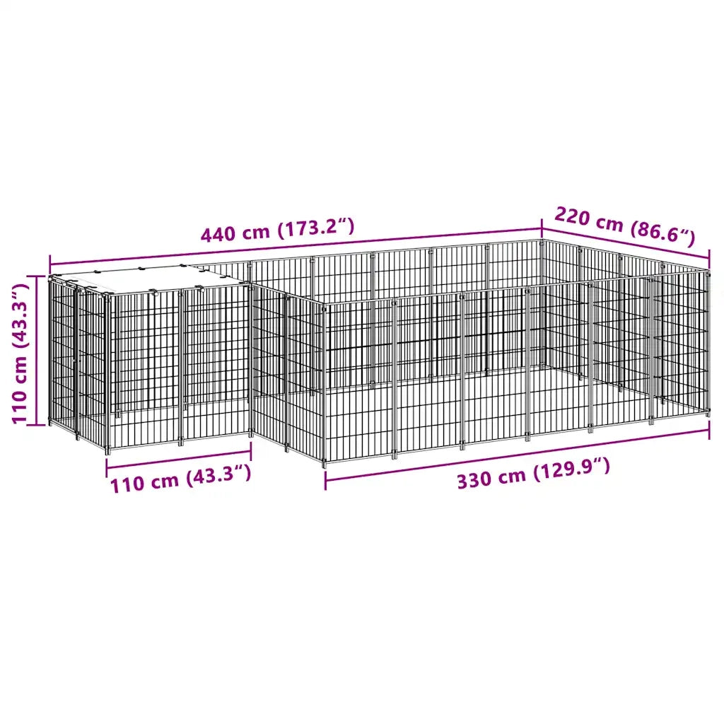 Gabbia per Cani Nera 8,47 mÂ² in Acciaio   cod mxl 52632