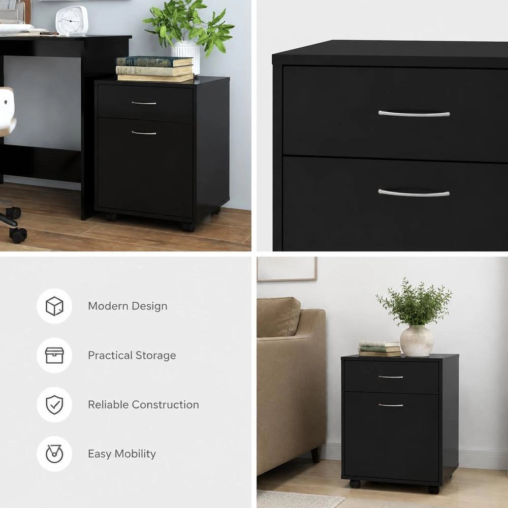 Rolling Cabinet, Black, 45x38x54 Cm, Wood-based Material