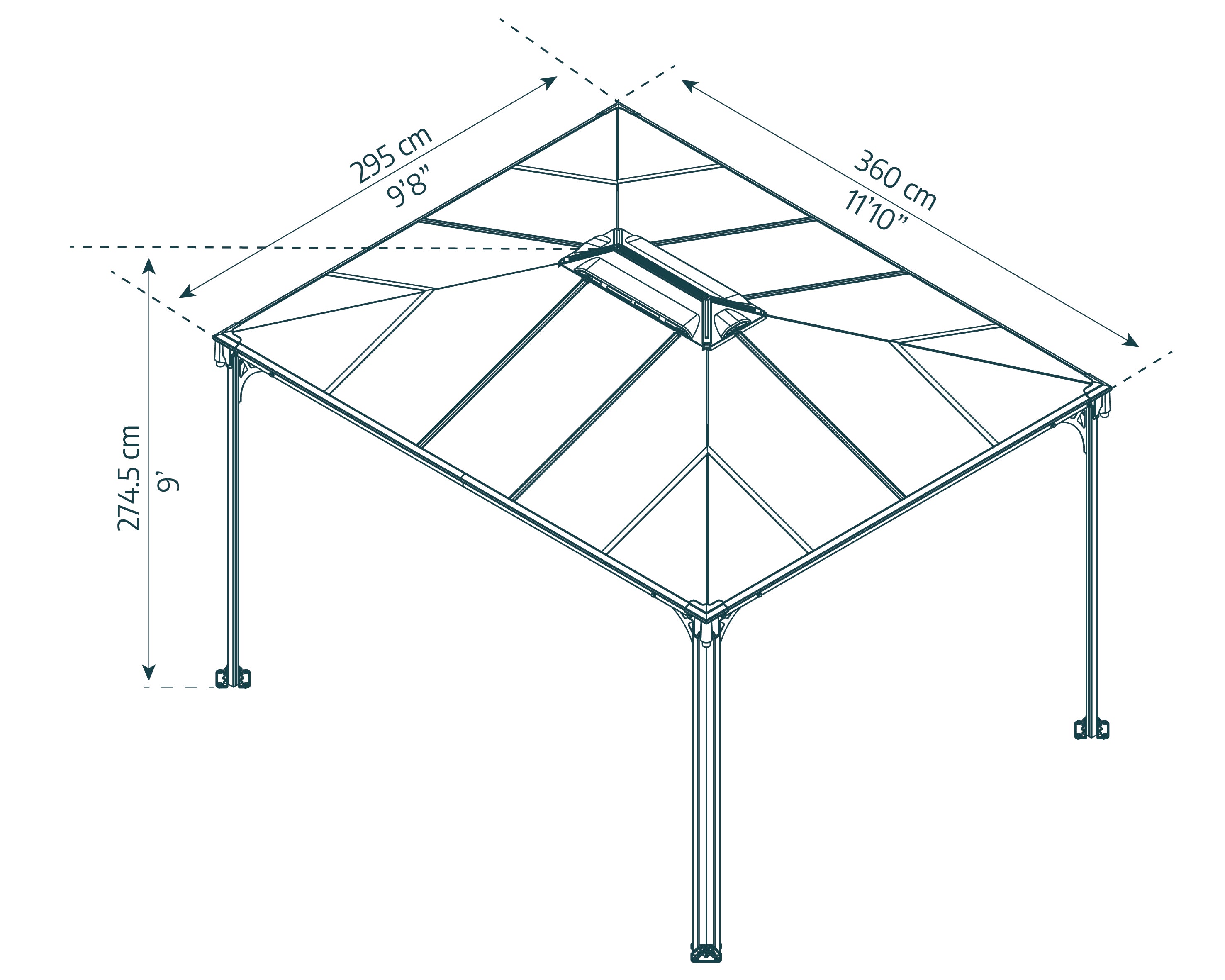 Martinique Gazebo in Alluminio 3X3.6 m