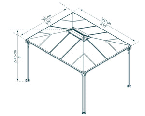 Martinique Gazebo in Alluminio 3X3.6 m