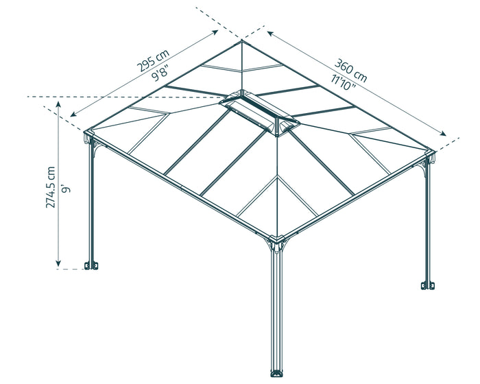 Martinique Gazebo in Alluminio 3X3.6 m
